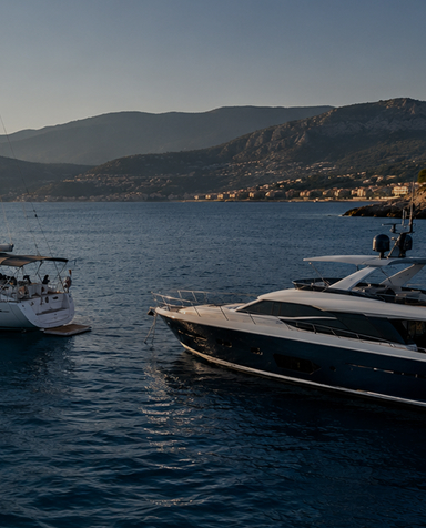 Luxury yachts in a marina