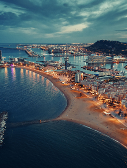 Spanish marina at sunset