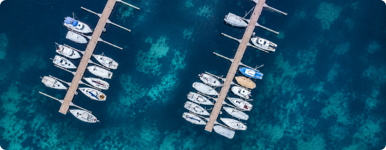 Yachts moored in Riga